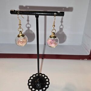 Elegant Gold and Pink Floral Earrings